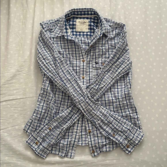 Abercrombie & Fitch Tops - Abercrombie & Fitch Blue and White Plaid Button Up